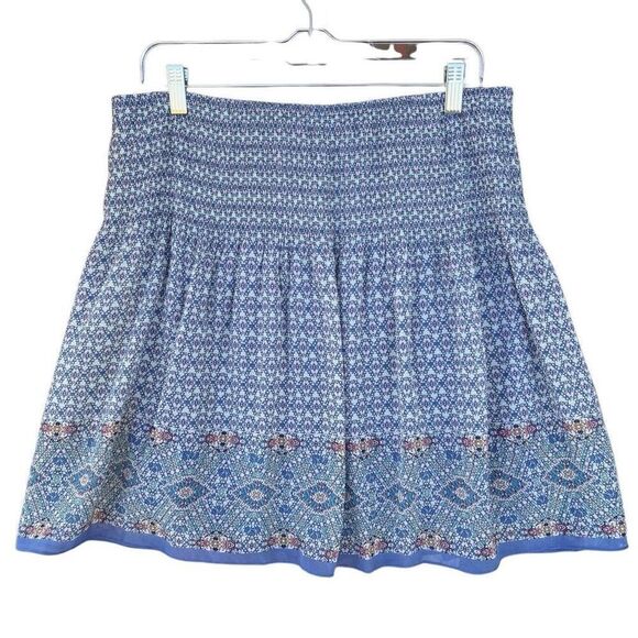 New Max Studio Gathered Waist Flowy Mini Skirt Lined Sheer Blue Pink Large Women - Picture 1 of 7